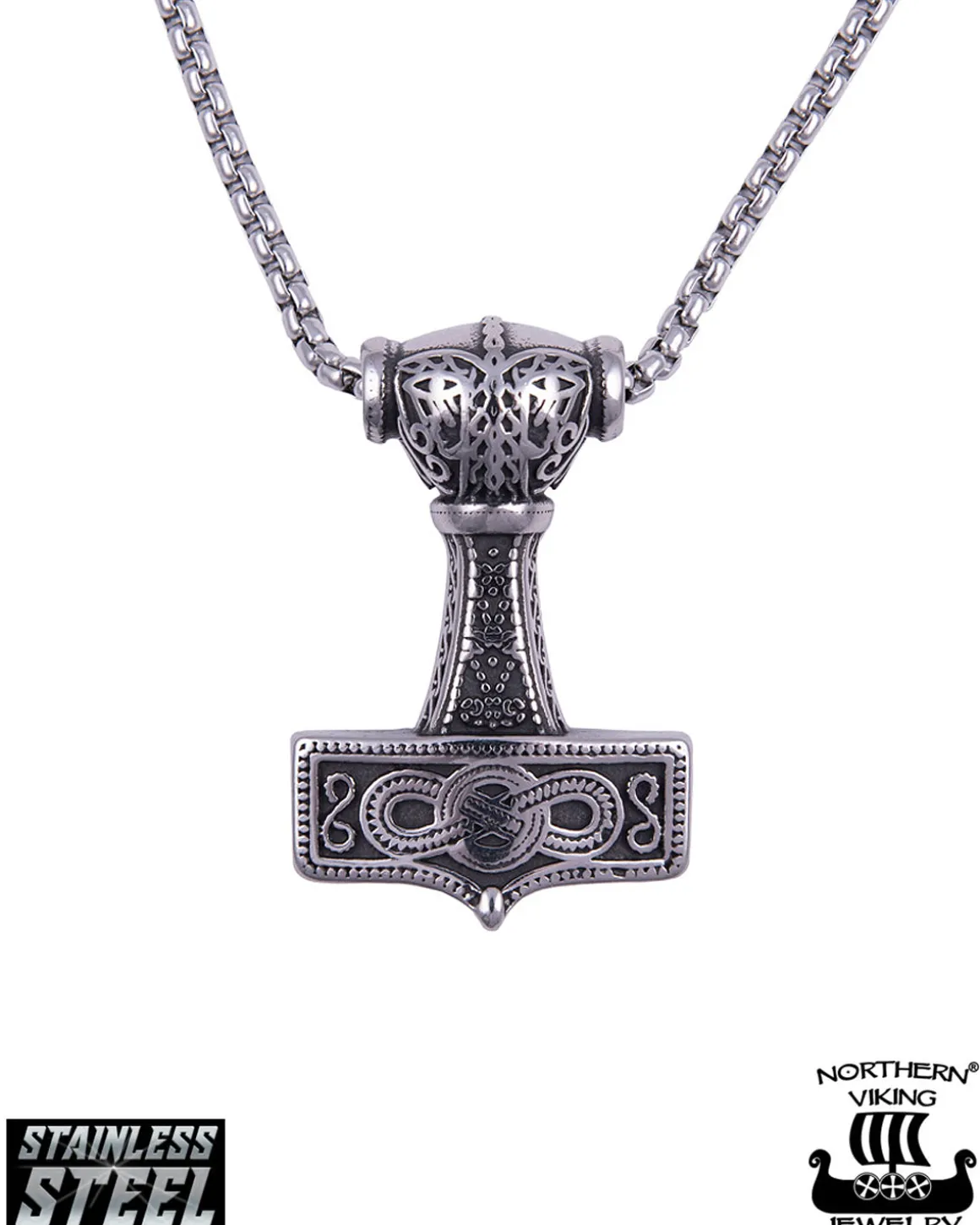 Eternity Knotwork Thor's Hammer kaulakoru - Teräs
