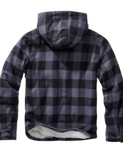 Hupullinen flanellitakki - Musta/Harmaa