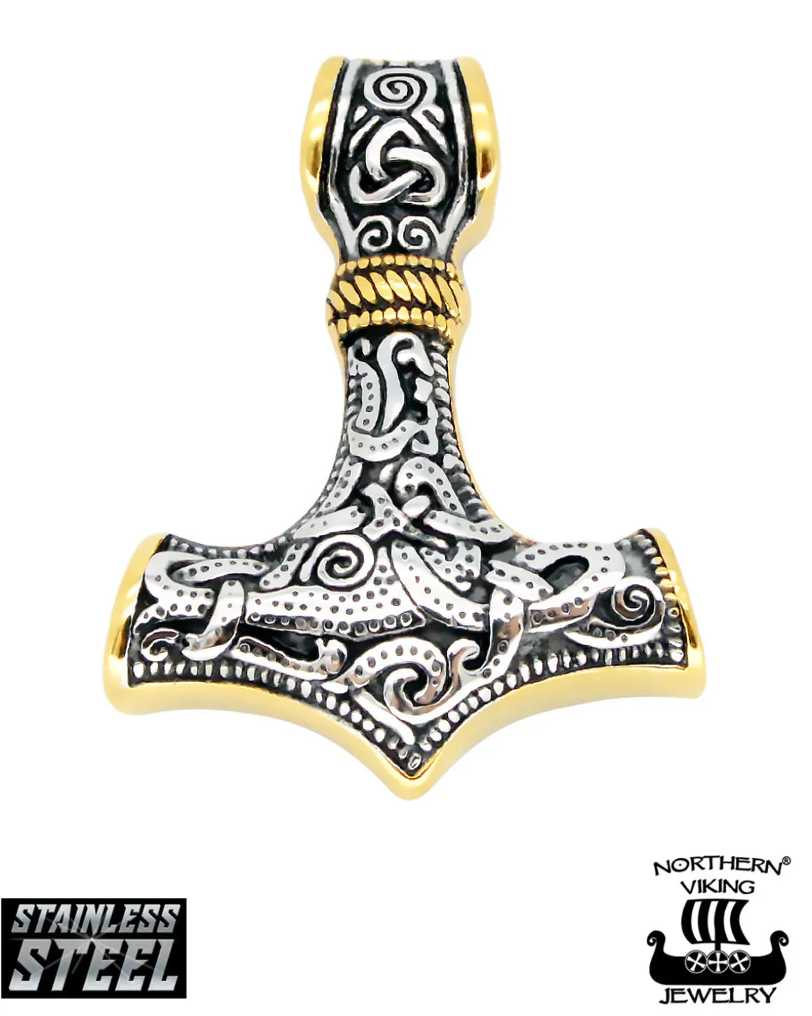 Knotwork Thorin Vasara kaulakoru - Teräs/Kulta